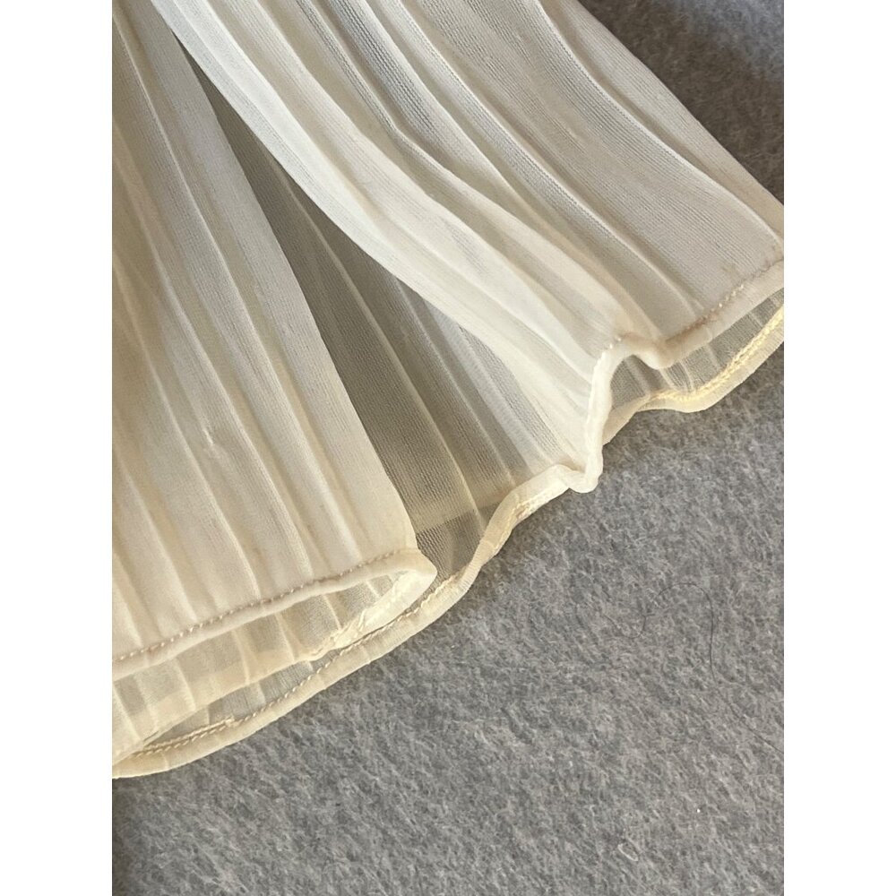 Rogers Cream Pleated Nightgown Grecian Trim Adjustable Straps Coquette 1950s - Picture 7 of 12